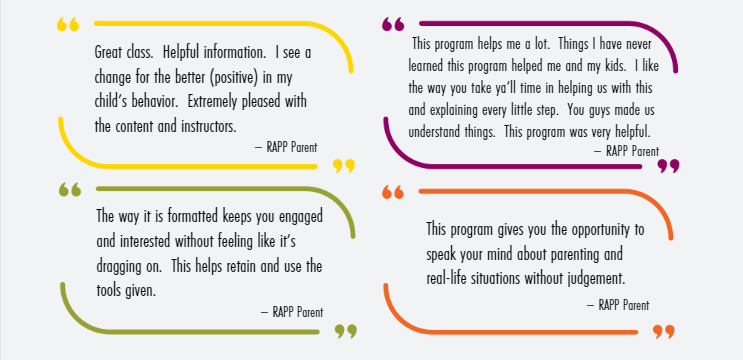 Some positive quotes from RAPP parents about their experience in the program.